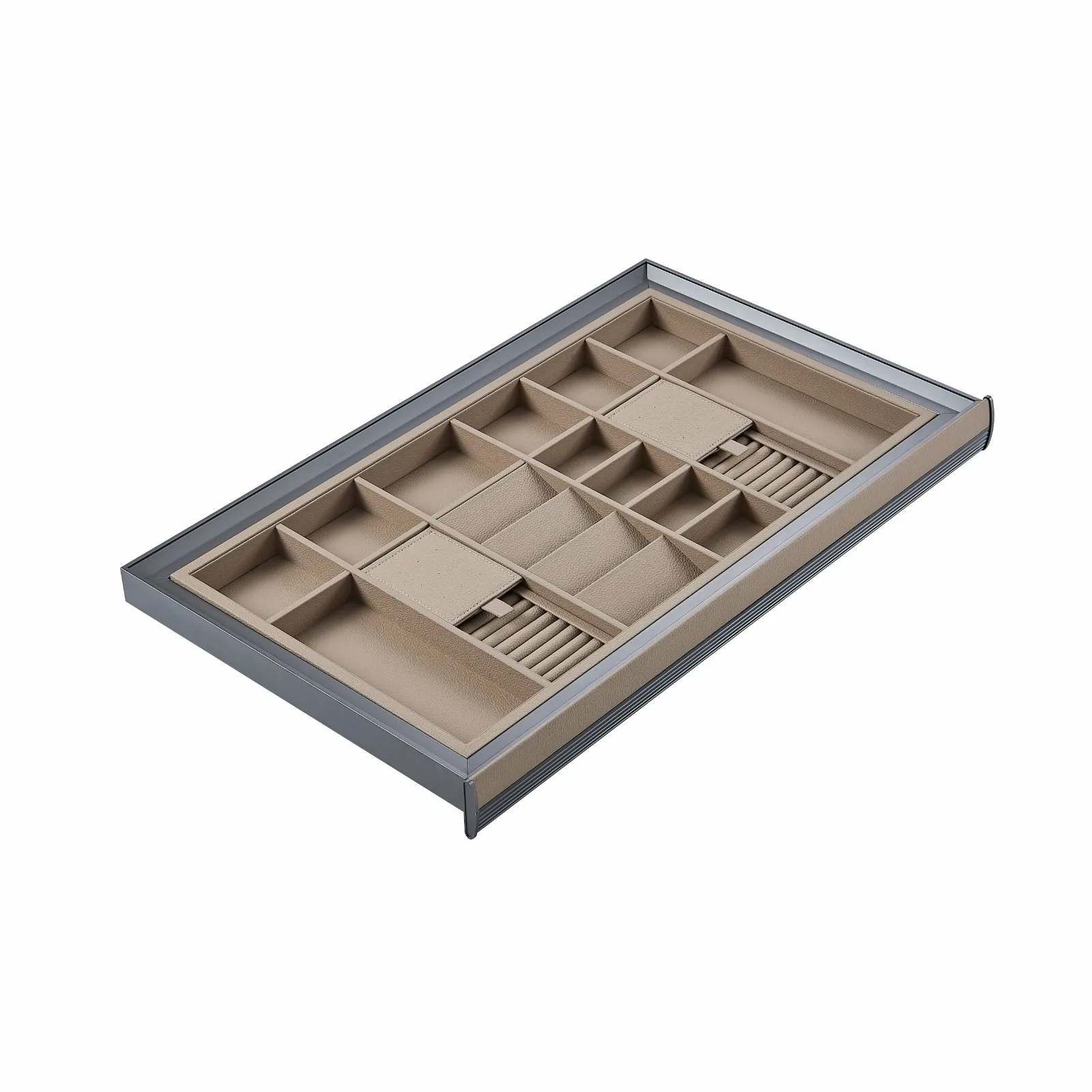 Jewelry Box Flax Grey Leather 4320